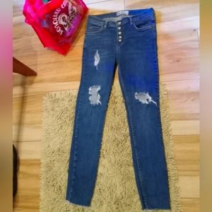 Free People Ankle Length Front Button Stretch Jeans 28